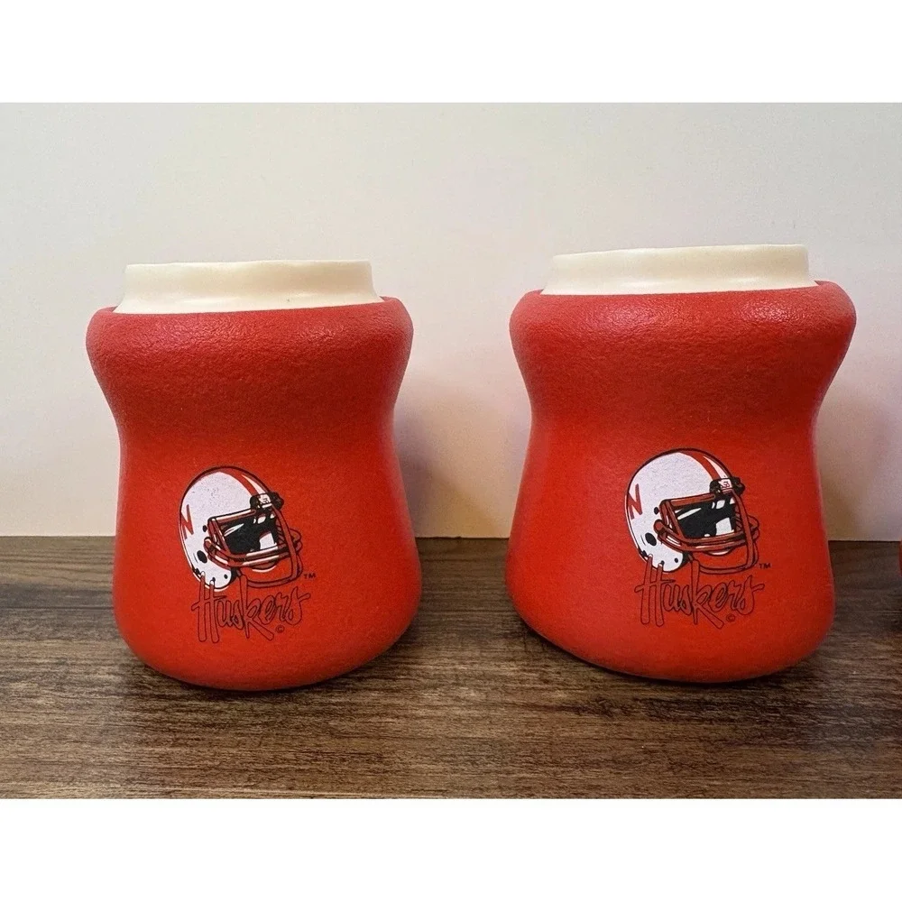 Lot Of 4 Vintage Nebraska Cornhuskers Can Koozies Koozie Huskers Helmet